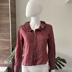 Agnes B Blouse Shirt Long Sleeve Ruffle Collar *VINTAGE*❤️
